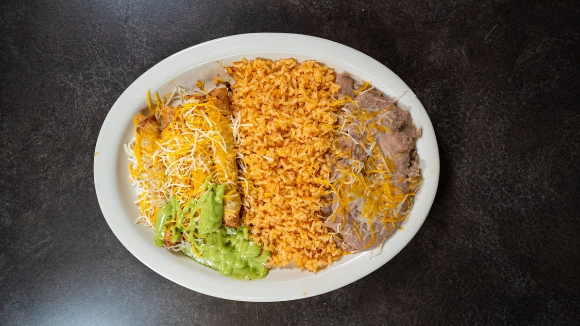 Rolled Tacos with Guacamole.